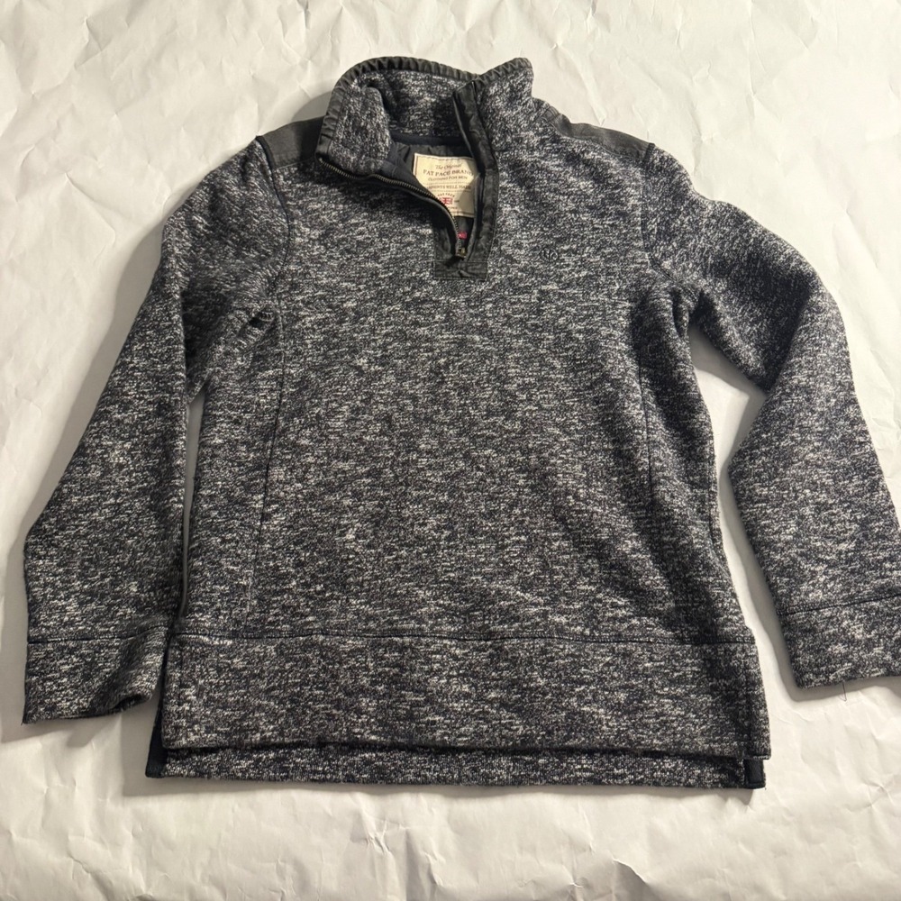 FAT FACE Quarter 1/4 Zip Pullover Airlie‎ Yoke Sweater Heathered Gray Mens XS